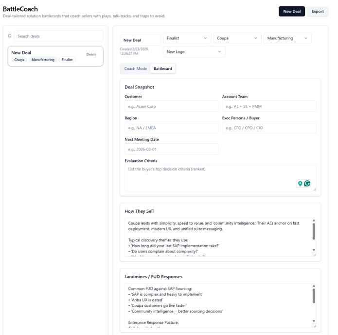 BattleCoach Battlecard tab