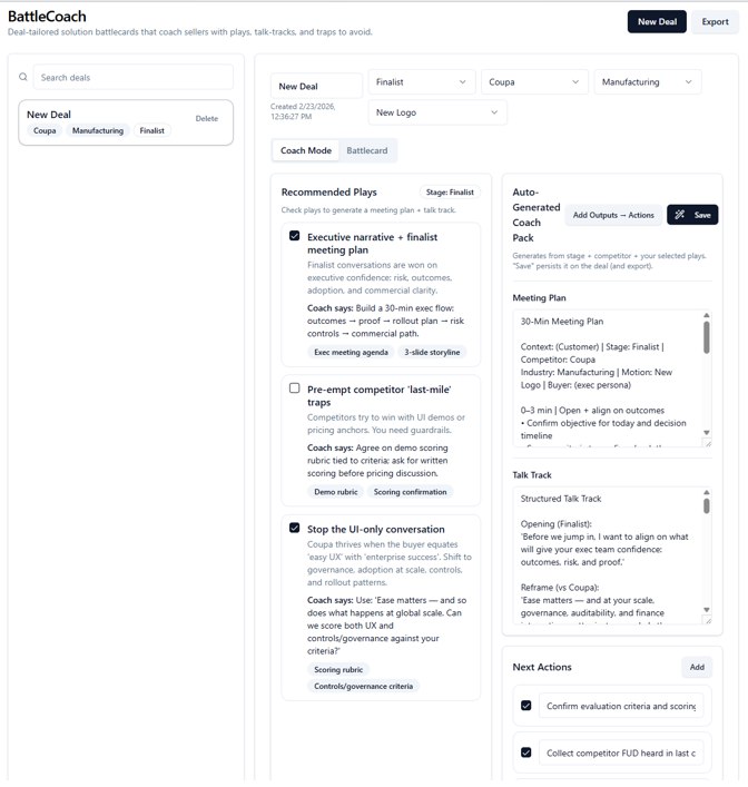BattleCoach Coach Mode with recommended plays